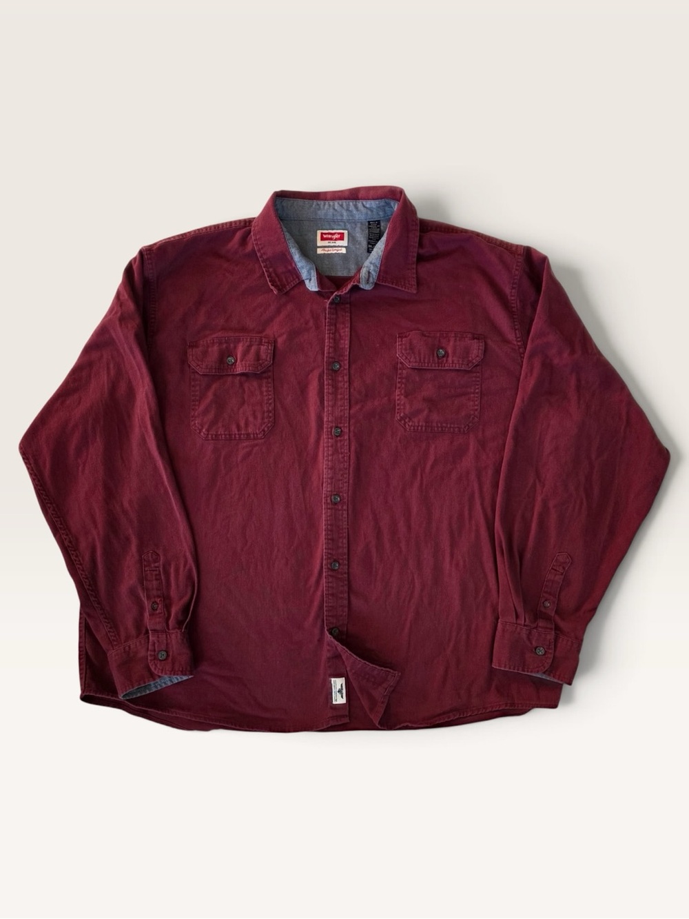 Wrangler 3XL Burgundy Flex Workwear Western Button Down Shirt